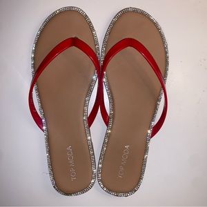 Shimmery Red Sandals